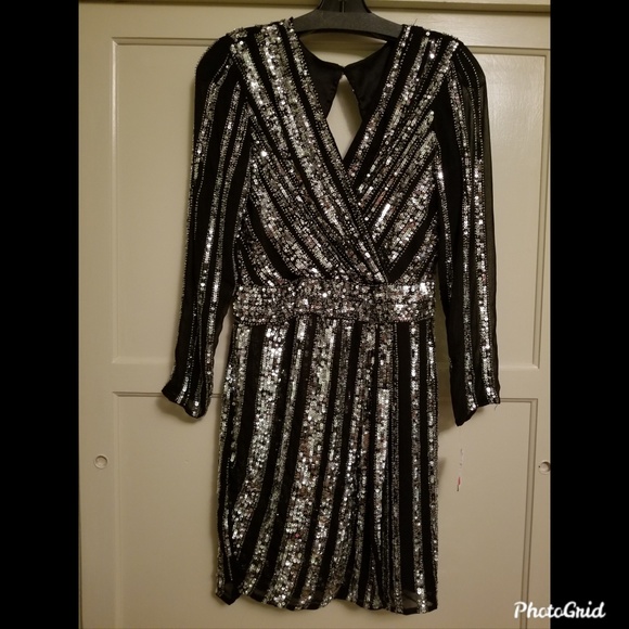 Sequin Black and Silver Party Dress- Size 6 - Picture 3 of 5